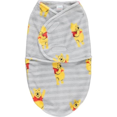 Disney Winnie The Pooh Baby Swaddle Sack, Single Ply Easy Wrap Infant Swaddling Blanket, Soft Comfort Swaddler/Hospital Swaddles for Newborns, Stripe