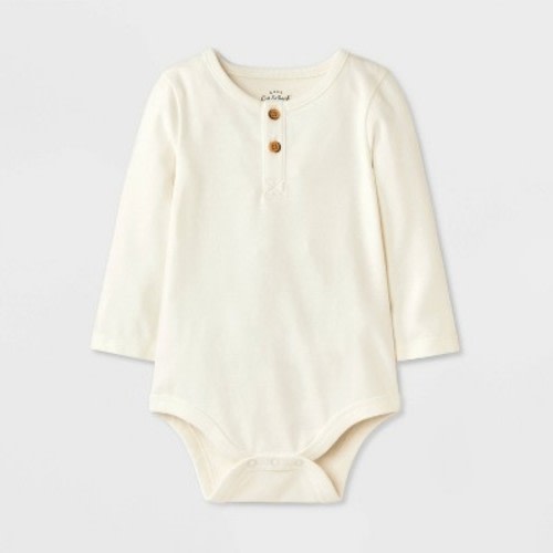 Baby Boys' Henley Bodysuit - Cat & Jack™ Cream 0-3M