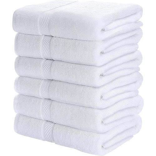 Utopia Towels 6 Pack Small Bath Towel Set, 22 by 44 Inches, 500 GSM 100% Ring Spun Cotton, Lightweight and Highly Absorbent Quick Drying Premium Towels for Hotel, Spa and Bathroom, White