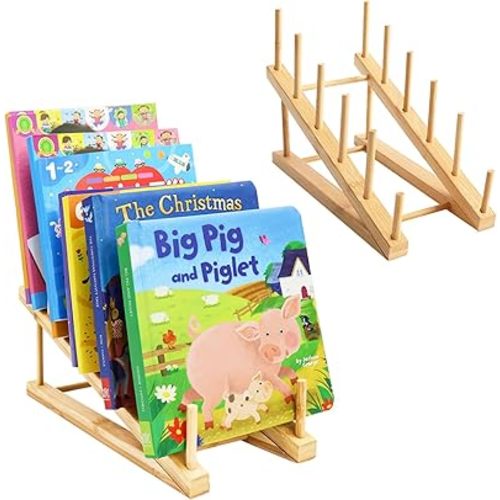 2 PCS Bookshelf For Kids Room, Toddler Bookshelf, Mini Bookshelf, Desktop Shelf, Nursery Book Shelves, Wooden Kids Book Shelf Organize Storage Rack For Living Room, Bedroom, Home Office (Natural)