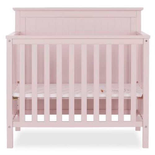Dream On Me Jasmin 4-in-1 Convertible Mini Crib - Greenguard Gold Certified - Blush Pink