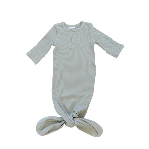 Sage Organic Cotton Ribbed Knot Gown – Mebie Baby