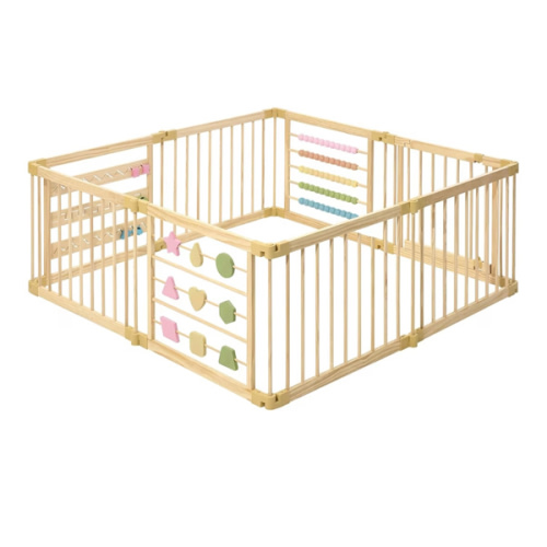 Wooden Playpen Extra Large for Toddlers and Babies - Foldable, Expandable, Adjustable - 8-10 Panels - Natural Wood - Unisex - Playpen