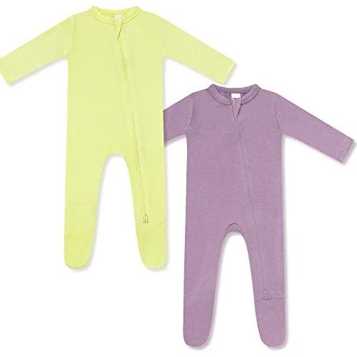 HAPIU Rayon from Bamboo Baby Footed Pajamas, 2 Way Zipper YKK, Footie for Baby Boy Girls, Newborn-24 Months