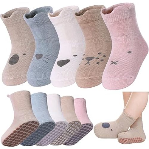 LANLEO Baby Socks Toddler Socks with Grips Baby Toddlers Girls Boys Non Slip Grip Socks with Grippers 6 Months-5 Year Old