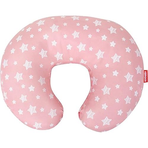 Nursing Pillow Cover Pink with Star Print for Baby Girls, Snug Fits Boppy Nursing Pillows, Breastfeeding Nursing Pillow Slipcovers Super Soft, for Breastfeeding Moms
