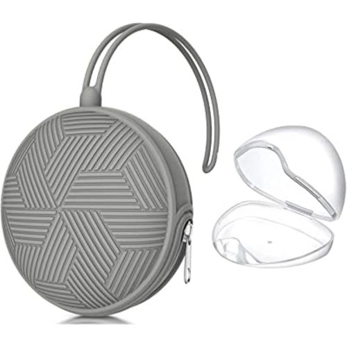 Smlpuame Pacifier Holder Case,BPA Free Portable Pacifier Storage Container,Silicone Baby Pacifier Cover Pouch for Diaper Bag Stroller,Travel Outdoor Activities,Easy to Clean(Grey)