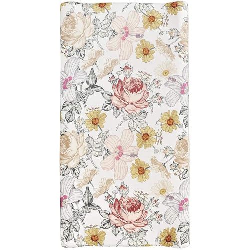 Baby Floral Diaper Changing Pad Cover Cradle Mattress Sheets, HNHUAMING Infant Stretchy Fabric Changing Table Cover Changing Mat Cover Baby Nursery Diaper Changing Pad Sheets (Floral)