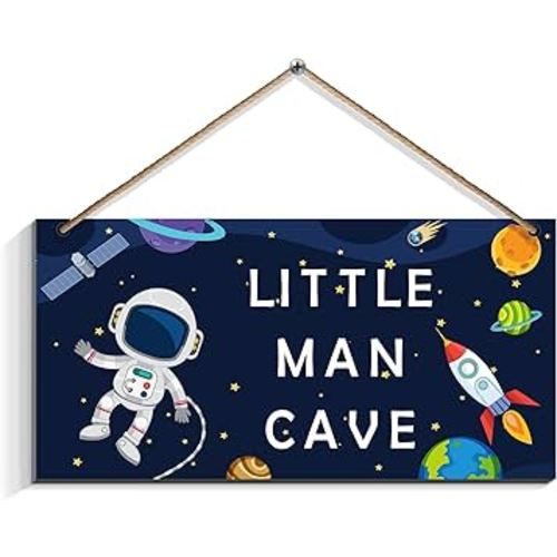 Space Astronaut Little Man Cave, Outer Space Nursery Decor for Boys Kids Playroom Classroom(6"x12")