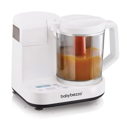 Baby Brezza Glass Baby Food Maker – Cooker and Blender to Steam and Puree Baby Food for Pouches in Glass Bowl - Make Organic Food for Infants and Toddlers – 4 Cup Capacity