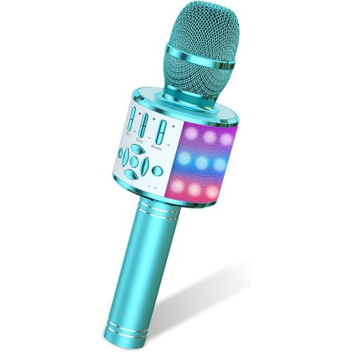 Amazmic Kids Karaoke Microphone Machine Toys for Girls Bluetooth Microphone with LED Light, Birthday Gift for Girls Boys 3 4 5 6 7 8 9 10 11 12 Year Old Kids Toys(Blue)