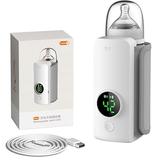 Portable Bottle Warmer,Travel-Friendly,Fast-Heating,Cordless & Rechargable,Baby Bottle Warmer,Comfortable Feeding Bottle Warmer on The Go,Precise Temperature
