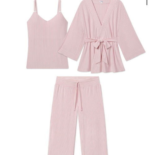 LAKE | Women | DreamModal Pajamas | Carnation Pencil Stripe Maternity Kimono Bundle