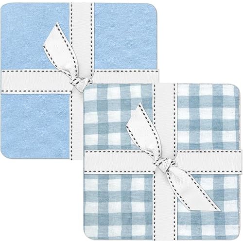 Butterblu Channing 2-Pack Organic Changing Pad Covers 100% Organic Cotton Soft Baby Nursery Diaper Changing Pad Fitted Sheets, Light Blue, One Size