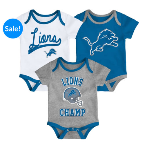 Detroit Lions 3 Pack Champ Onesie Creeper Set - Detroit Game Gear