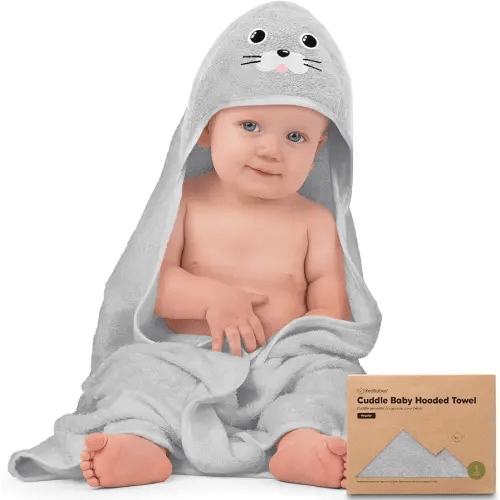 KeaBabies Baby Hooded Towel - Viscose Derived from Bamboo Baby Towel, Toddler Bath Towel, Infant Towels, Large Hooded Towel, Organic Baby Towels with Hood for Girls, Babies, Newborn Boys (Seal)