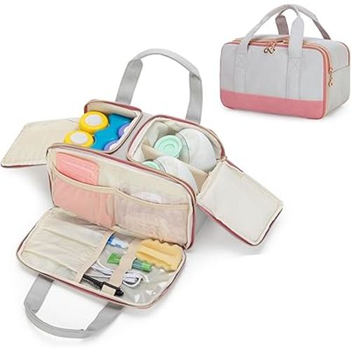 Damero Wearable Breast Pump Bag Compatible with Elvie Breast Pump and Most Medela Electronic Pumps, Tote Bag for Wearable Breast Pump, Pump Parts and Ice Pack, Patent Design