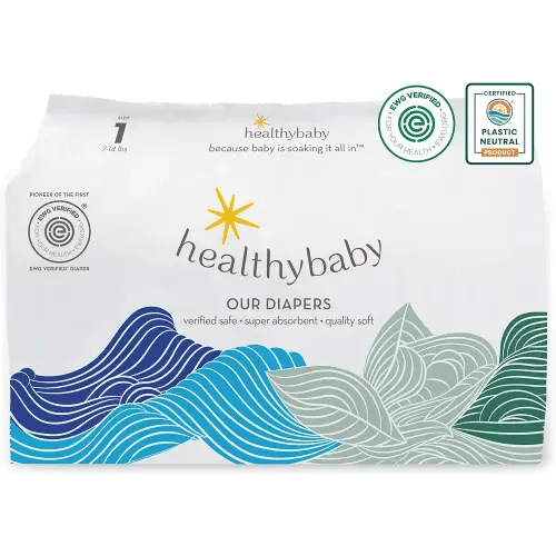 Our Diapers | The First EWG Verified & Microbiome-Friendly Diaper | 12-Hour Leak Protection | Made with Organic Cotton & Plant-Derived Materials | Totally Chlorine Free | Size 1 (7-14 lbs) 42 Count