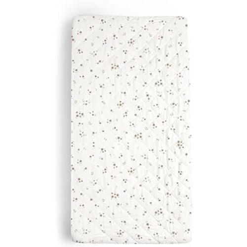 Makemake Organics Organic Changing Pad Cover GOTS Certified Organic Cotton Changing Table Cover Non Toxic Quilted Ultra Soft Girls Flowers Ditsy (16"x33", Bloom)