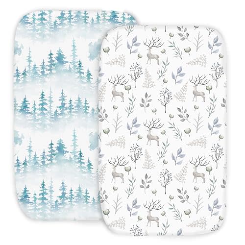 100% Organic Cotton 2 Pk of Bedside Sleeper Bassinet Fitted Mattress Sheets for Mika Micky, Baby Delight, Ronbei, Chicco, KoolerThings, Cloud Baby, AMKE, Angelbliss, Maxi-COSI, Arm's Reach, and More.