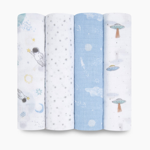 Aden + Anais Essentials Cotton Muslin Swaddle (4 Pack) - Space Explorers