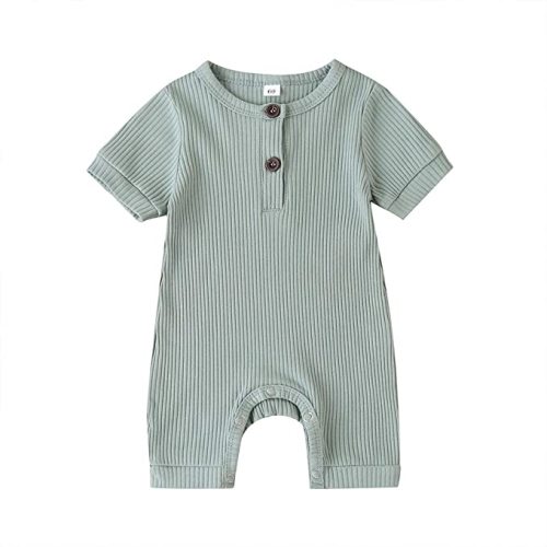 Infant Newborn Baby Boys Cotton Linen Romper - Blue D