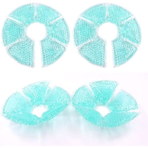 Breast Therapy Ice Packs, Hot and Cold Breast Pads, Breastfeeding Essentials Large Gel Bead Packs for Moms, 2 Pack (2 Cold Pack (Teal))