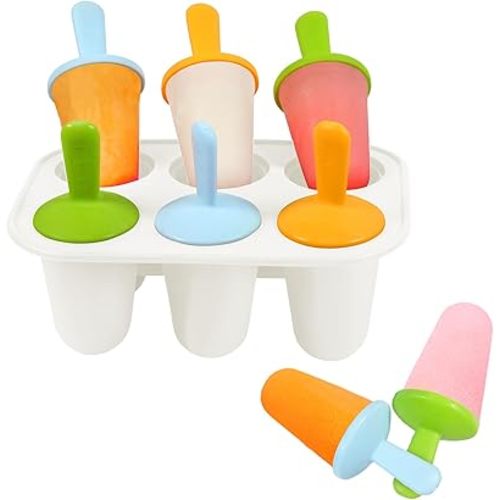 Miaowoof Silicone Popsicles Molds for Toddlers, 6-Cavity Non-BPA Premium Silicone Small Popsicle Molds, Ice Pop Mold with 6 Colorful Reusable Sticks for Kids (White)