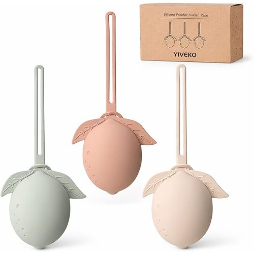 Silicone Pacifier Holder Case Binky Holder Silicone Boys Girls Portable Silicone Pacifier Storage Case Silicone Pacifier Pouch for Newborns 3 Pack-Ivory+Sage+Baby Blue