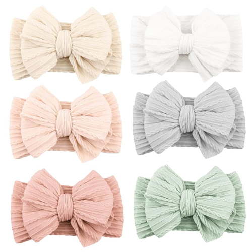 Niceye Handmade Baby Headbands Soft Stretchy Nylon Hair Bands with Bows for Newborn Infant Baby Toddler Girls- Pack of 6