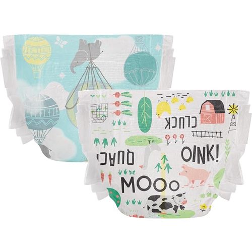 The Honest Company Clean Conscious Diapers for Sensitive Skin | Hypoallergenic, Fragrance Free | Gender Neutral Prints | Club Box, Size 1 (8-14 lbs), 78 Count