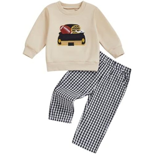 Toddler Baby Halloween Outfit Ghost Embroideried Long Sleeve Sweatshirt With Plaid Pants Fall Winer Baby Clothes