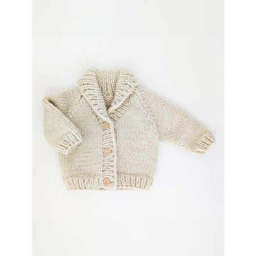 Shawl Collar Cardigan Knit Sweater, Natural