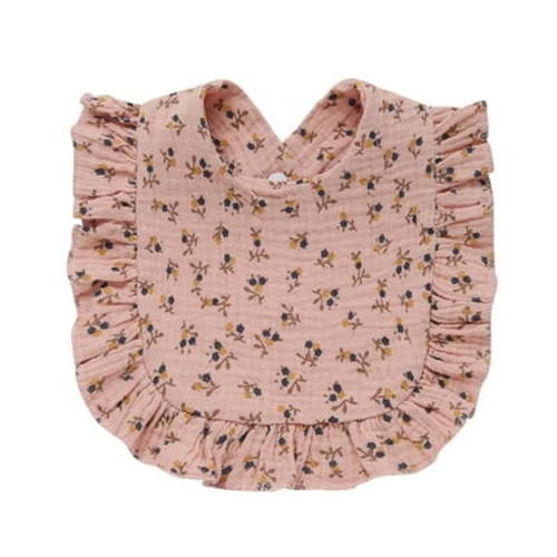 FFENYAN Cute Red Cotton Ruffled Bib for Boys and Girls - Floral Print Baby Drool Bibs - Soft Absorbent Perfect for Feeding and Teething