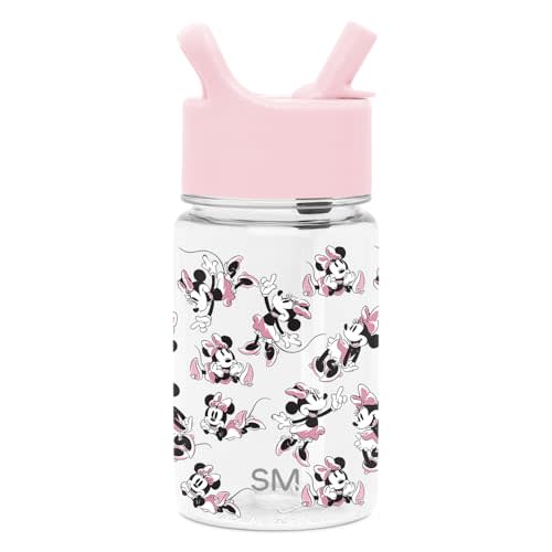 Simple Modern Disney Minnie Mouse Kids Water Bottle Plastic BPA-Free Tritan Cup with Leak Proof Straw Lid | Reusable and Durable for Toddlers, Girls | Summit Collection | 12oz, Minnie Mouse Retro