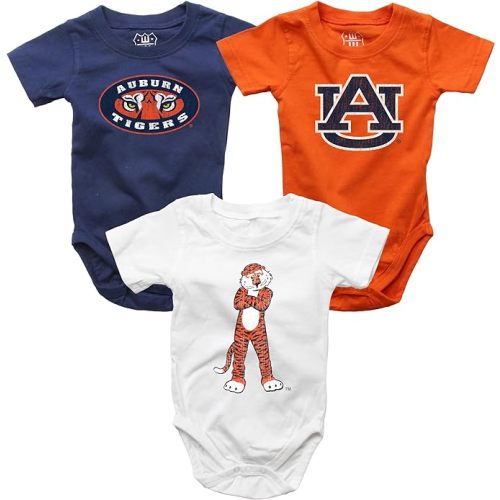 Wes and Willy Baby College Team 3 Pack of Cotton Rompers