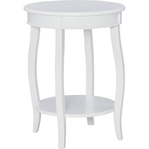 Powell Furniture Powell Round Shelf, White Table, 18" x 18" x 22" Tall