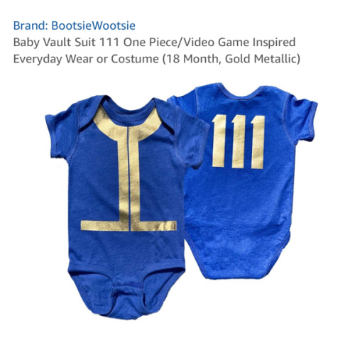 Baby Vault Suit 111 One Piece/Video Game Inspired Everyday Wear or Costume (18 Month, Gold Metallic)