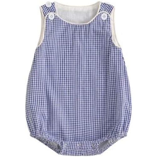Kuriozud Unisex Newborn Baby Boy Girl Summer Clothes Plaid Sleeveless Bubble Romper Jumpsuit Overall Shorts Infant Clothing