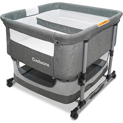 Twin Bassinet for 2 Babies, 3 in 1 Bedside Co Sleeper Double Bassinet for Twins, Rocking Bassinet for Baby with Wheels and Storage Basket, Easy Folding Adjustable Portable Newborn Crib
