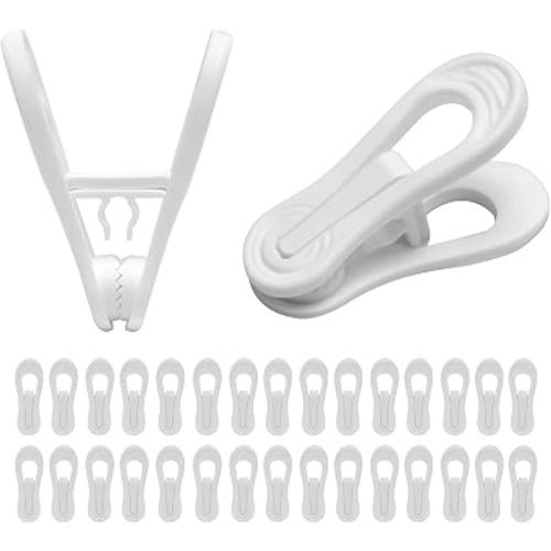 30 Pack Hanger Clips for Pants, Skirts, Baby Clothes, White