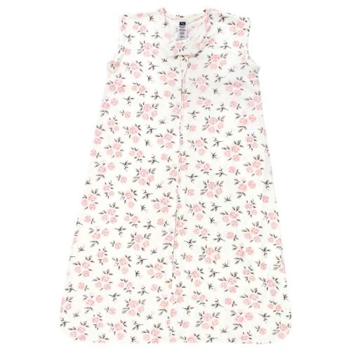 Hudson Baby Infant Girl Cotton Sleeveless Wearable Sleeping Bag, Sack, Blanket, Neutral Pink Floral, 12-18 Months