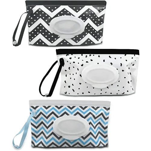 3 Pack Baby Wipes Dispenser Portable Wet Wipe Dispenser Bag Reusable Travel Baby Wipes Container Refillable Wet Wipe Carrying Case Holder for Diaper Bag Lightweight Travel Wipes Dispenser Cases