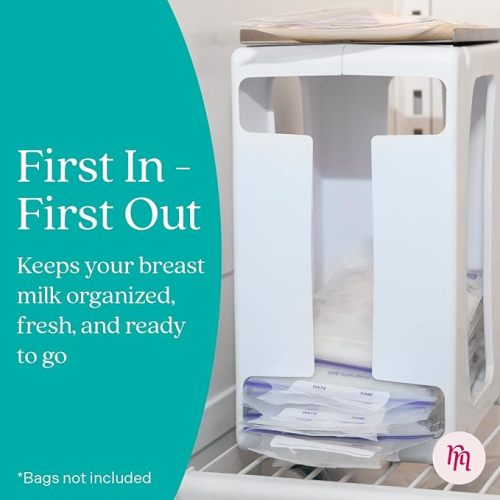 Nurse & Nourish 2 Pack Breast Milk Storage Tower - Convenient Storage for Milk Freezer Bags - Efficiently Store Milk in Freezer Organizer Tower - Breast Milk Storing Containers for Up to 120oz Milk