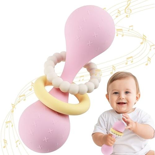Baby Shaker Grab Montessori Rattle 6 to 12 Month Infant Teether Chew Stacking Toys Sensory Educational Shower Gift
