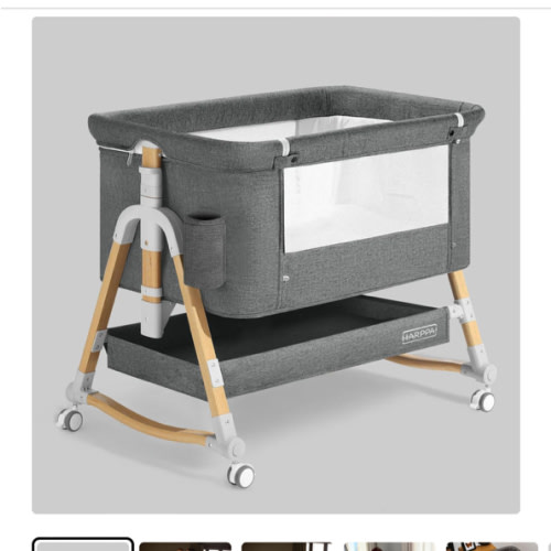 HARPPA Cuddly 3-in-1 Baby Bassinet Bedside Sleeper for Reflux | Attaches to Bed, Adjustable 5 Heights, Non-Toxic & CPSC Certified | Sturdy Aluminum Frame, Portable Wheels, Tool-Free Setup, Gentle Rocking | Perfect for Newborns, Infants, Small Spaces & Saf