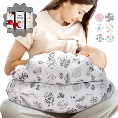 PILLANI Nursing Pillow for Breastfeeding, Breastfeeding Pillows for Mom & Baby Feeding Support, Removable Cotton Cover, w/Adjustable Waist Strap, Newborn Essentials Must Haves, Baby Registry Search