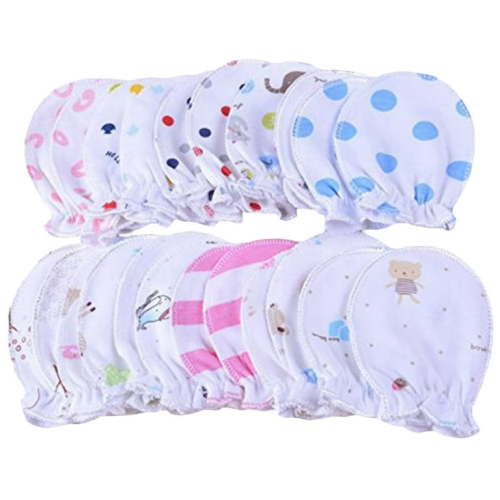 witspace Anti-Scratch Baby Mittens - Pack of 5 Unisex Toddler Mitts - No Scratch Gloves for Boys and Girls - Cotton Gloves for Toddler Baby Boys and Girls 0-6 Months Old