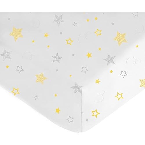 American Baby Company Fitted Crib Sheet 28" x 52", Soft Breathable Neutral 100% Cotton Jersey Sheet, Golden Yellow Star, for Boys and Girls, Fits Crib and Toddler Bed mattresses