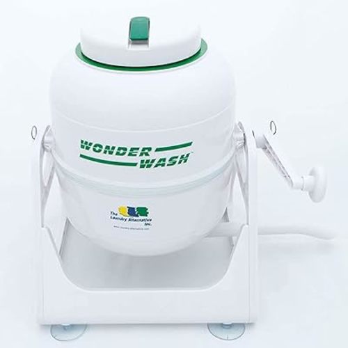 WonderWash Portable Mini Washing Machine for Apartment & Tiny Spaces - Manual Hand Clothes Washer with Retro Design - Clean Laundry Anywhere with Our Countertop, Non-Electric, Small Washer - White